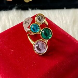 Elegant 18k Gold Plated Multi-Stone Ring